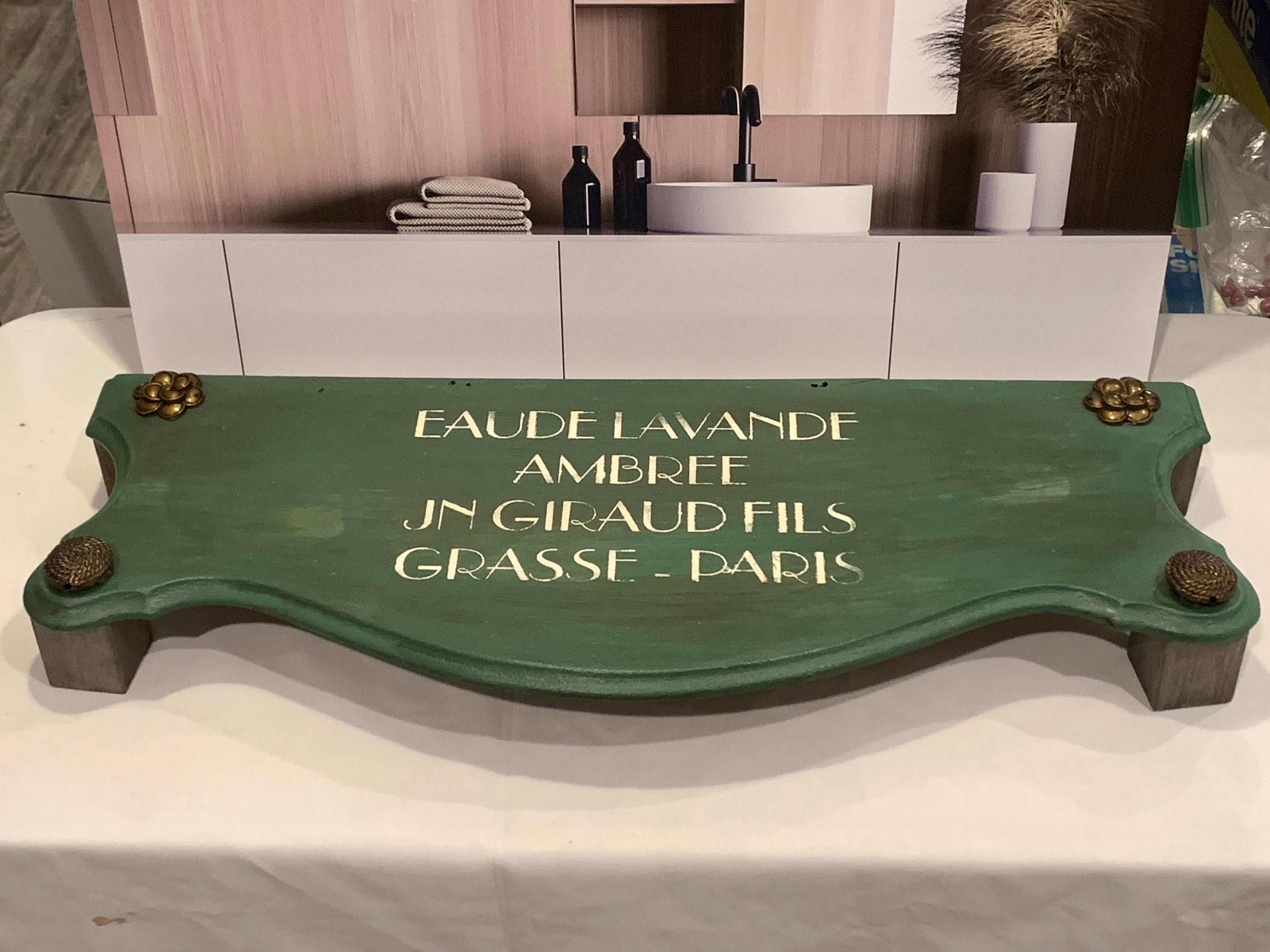 Upcycled Green Vintage French Riser with Gold Accents