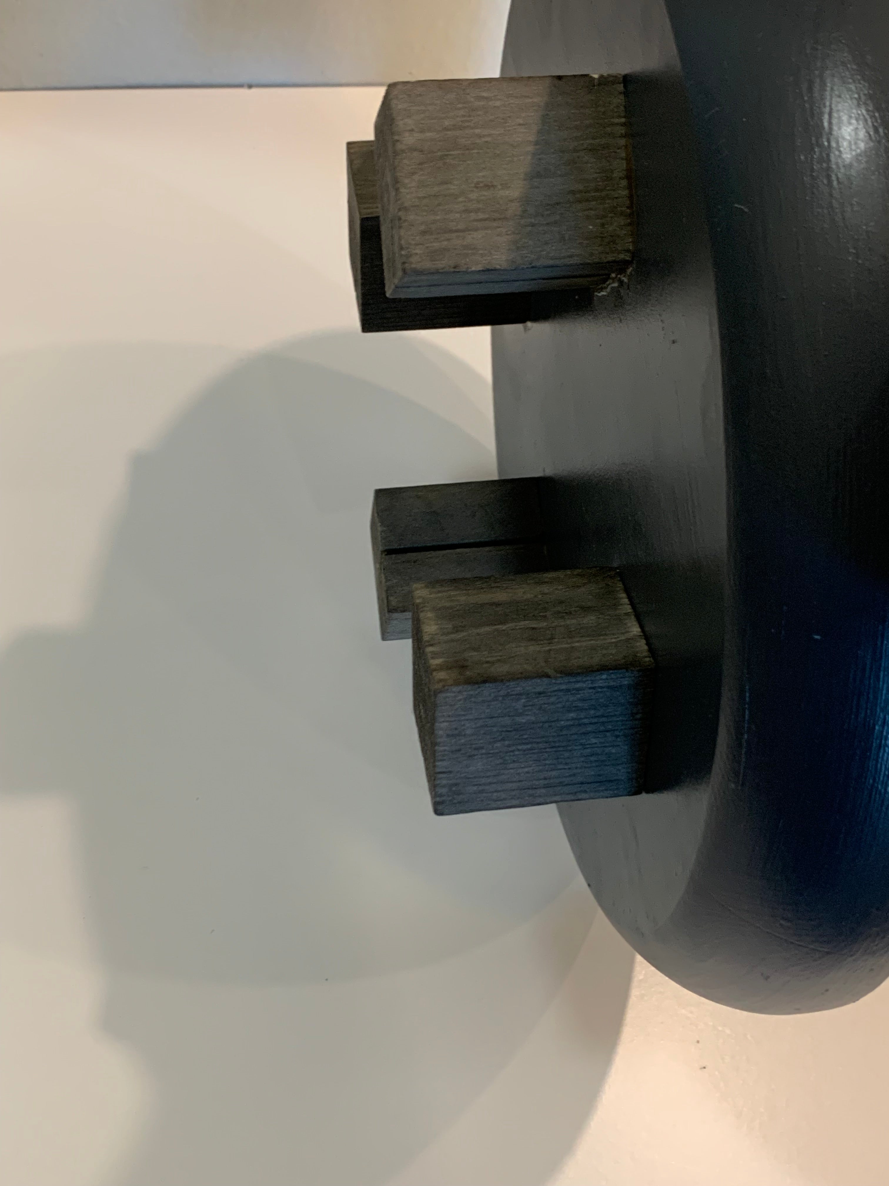 Hand-Painted Charcoal Black Wooden Bowl with Purple Hearts