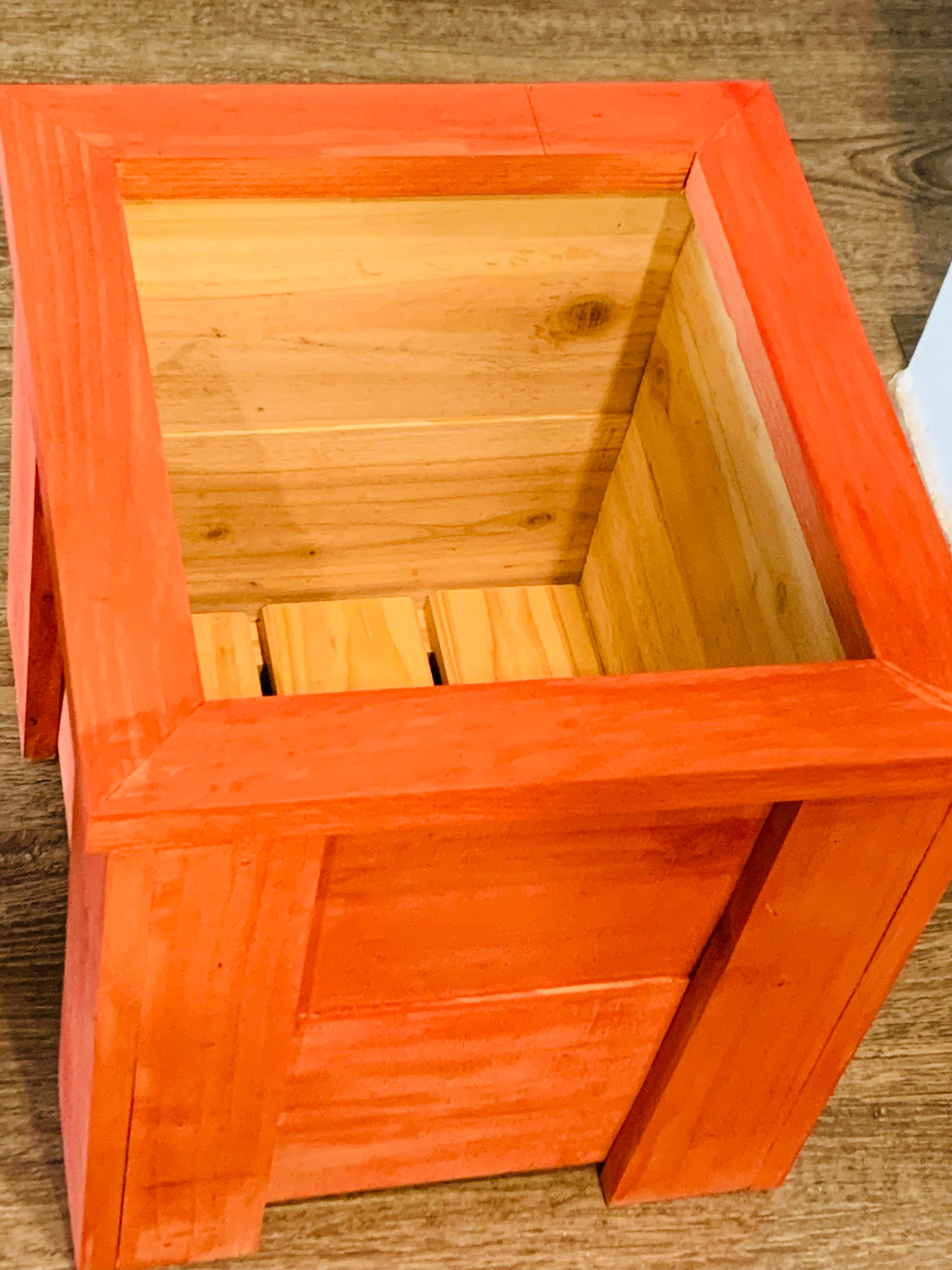 Hand-Painted Orange Wooden Planter Box