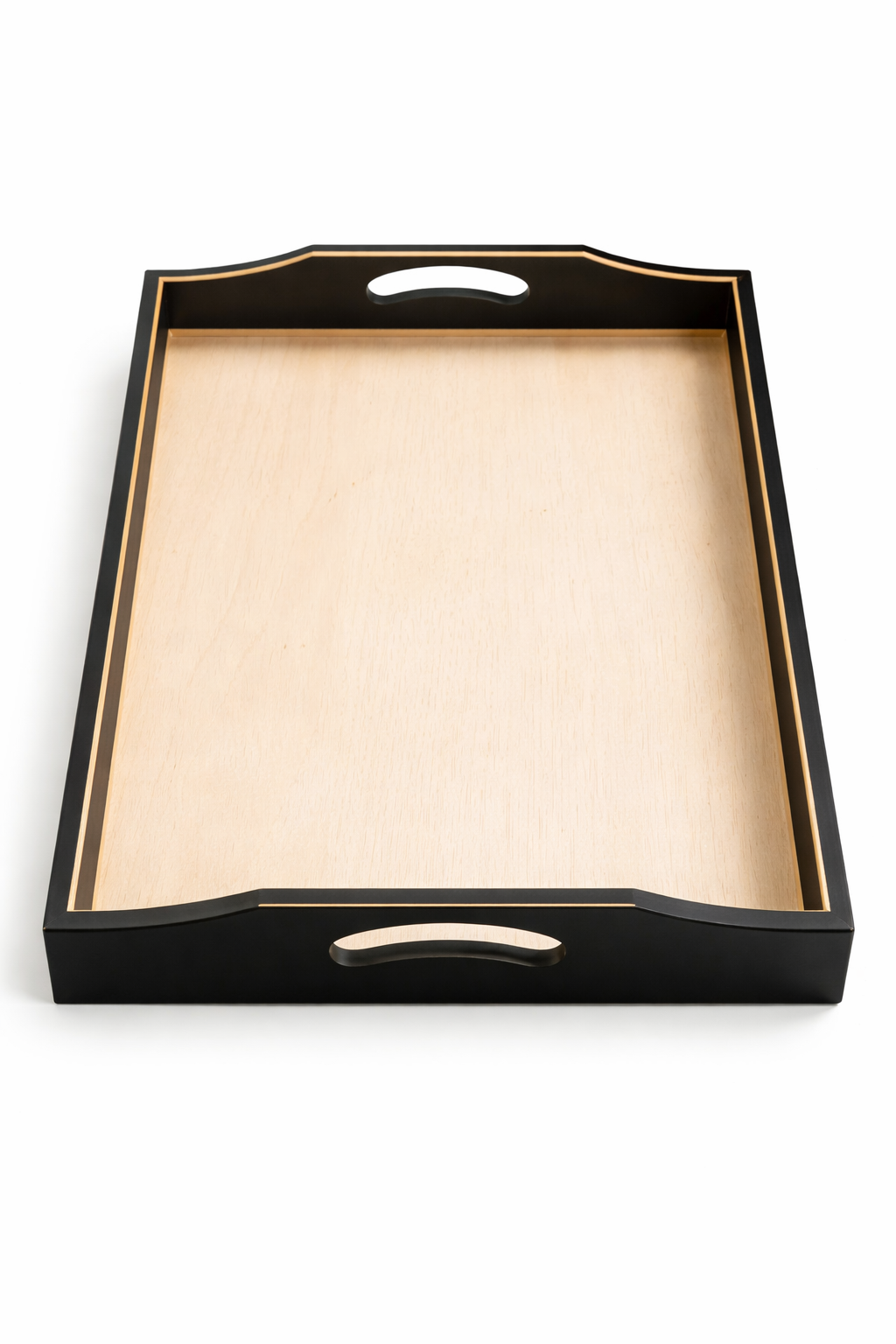 Black & Gold Wooden Serving Tray