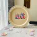 Cream Floral Metal Plate