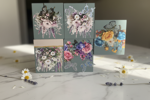 Floral Butterfly Wood Block Set