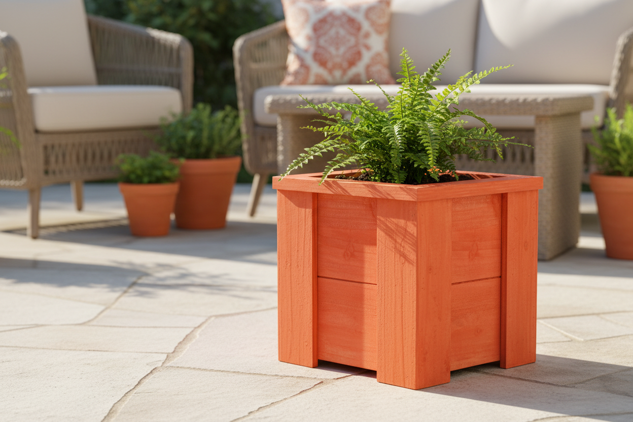 Orange Wooden Planter Box
