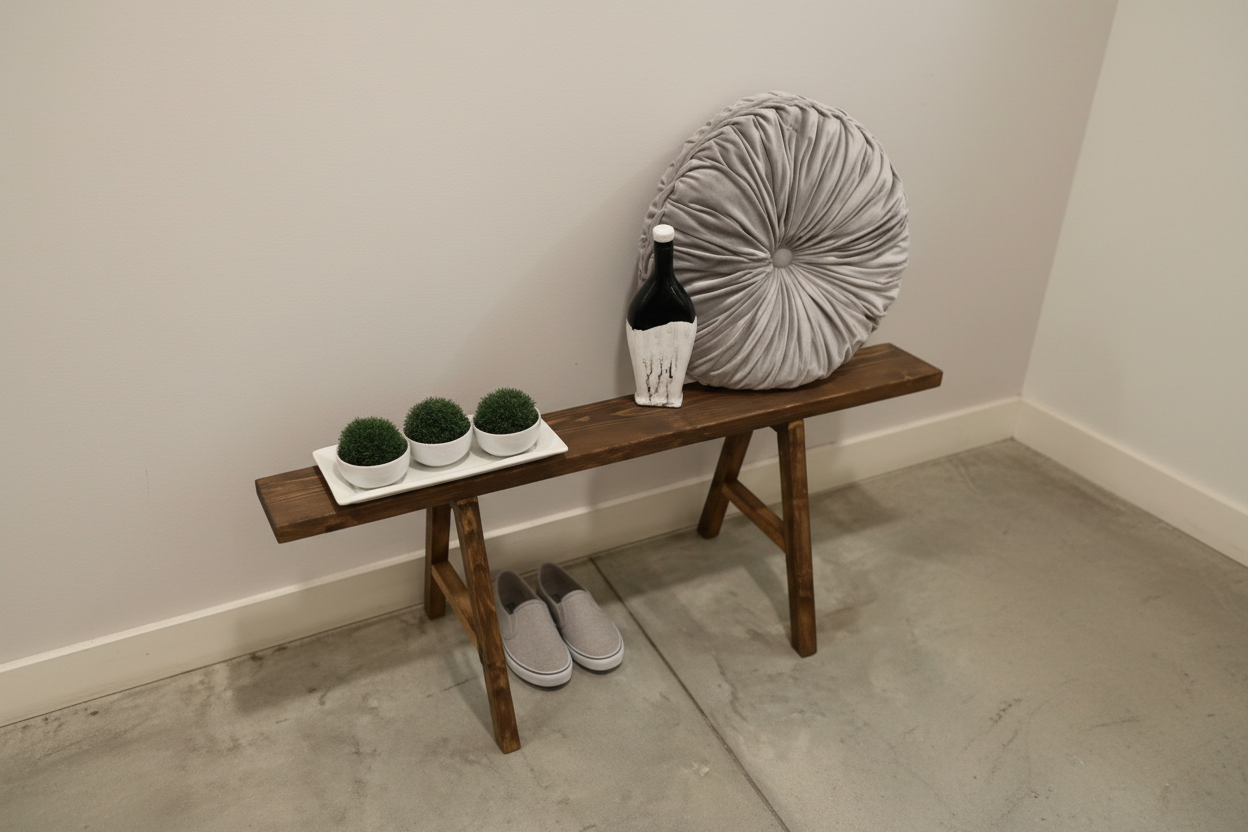 Perfectly Imperfect Skinny Bench in a Cozy Home Setting