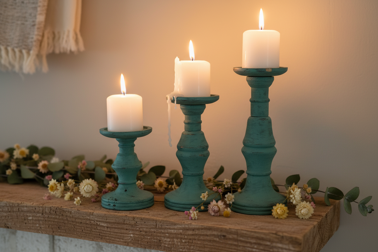Teal Candlestick Holders